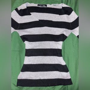 Black and grey striped U2B long sleeve tee